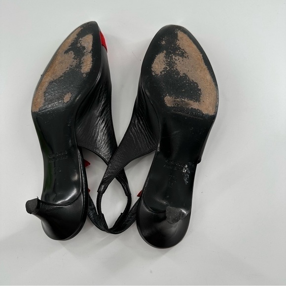 Marc Jacobs kitten heels size 7.5 black Italian leather red suede bow Y2k - Picture 8 of 13